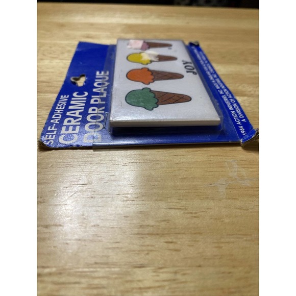 Vintage Retro Dead Stock JOY With Ice Cream Cones Ceramic Door Name Wall Sign - Picture 7 of 12